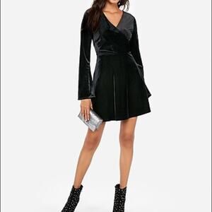 Black Fit and Flare Velvet Mini Dress